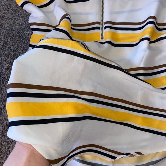 Express striped zip front Short Sleeveblouse - Picture 8 of 10